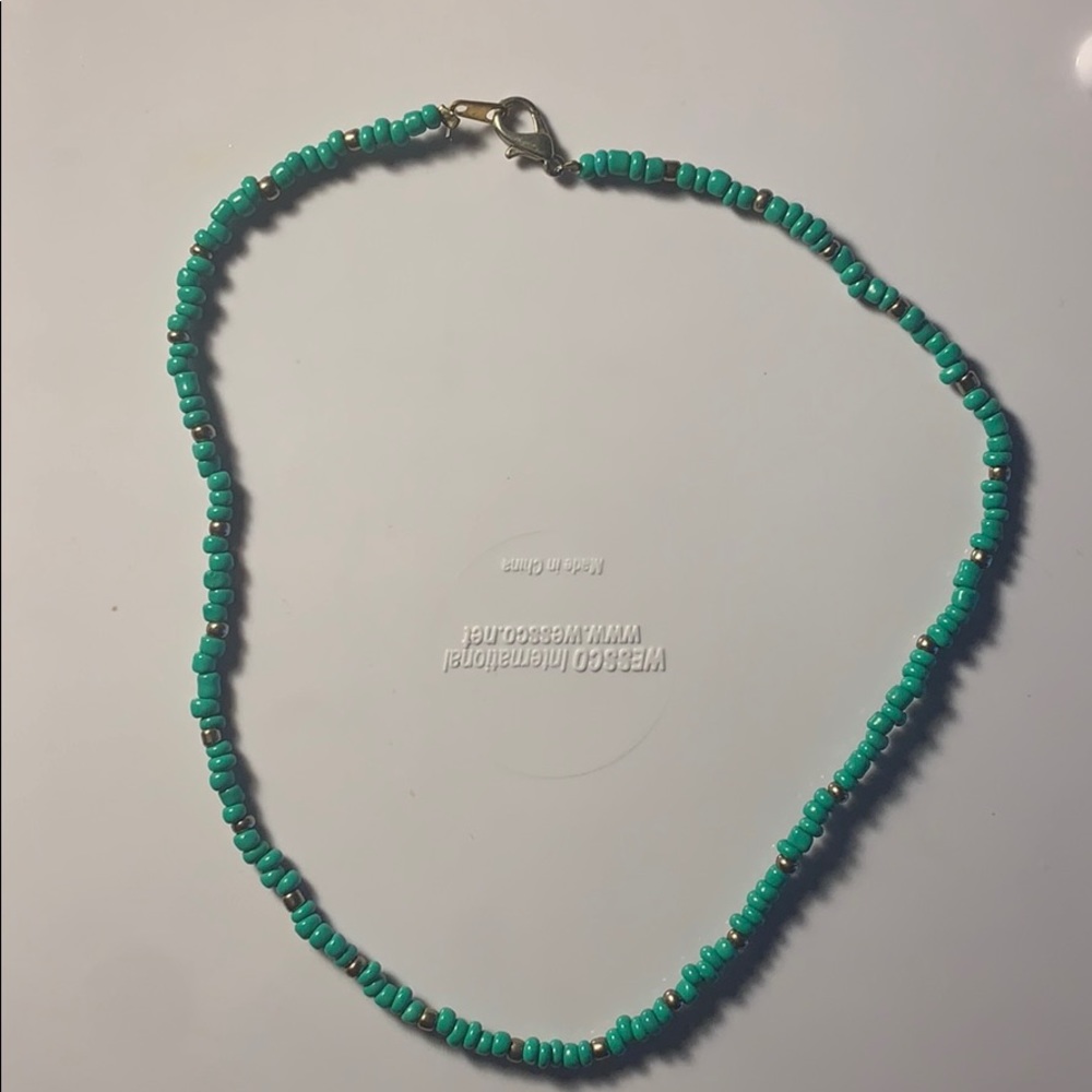 “Aquatic green” seed bead necklace